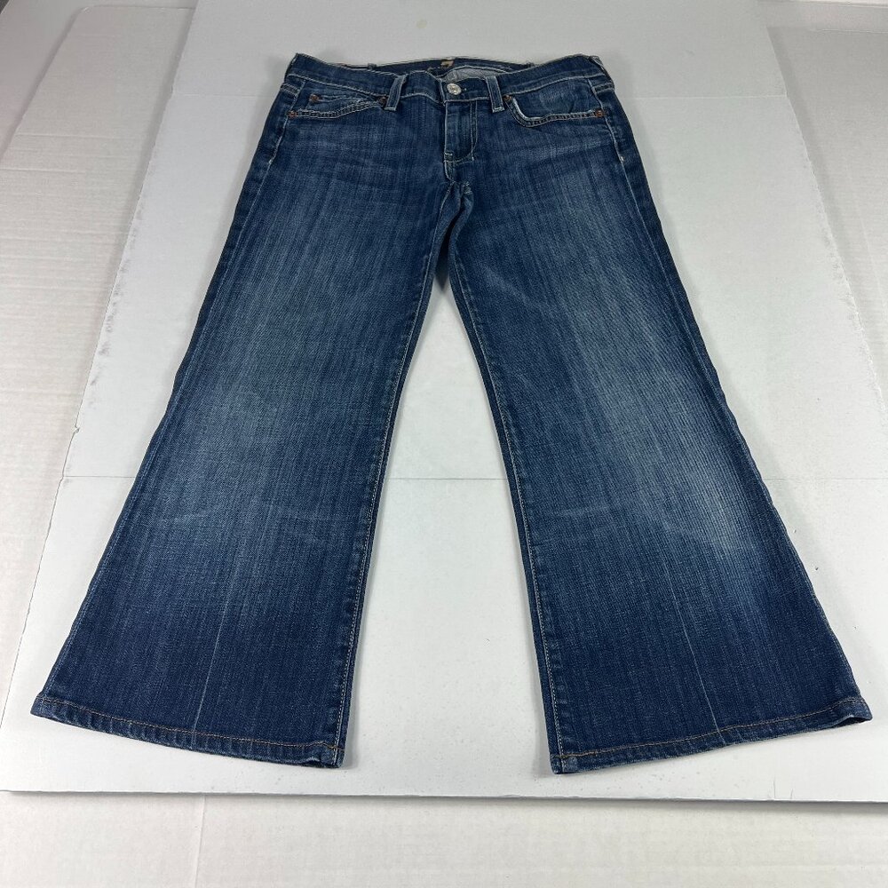 7 For All Mankind Blue Flare Wide Leg Jeans